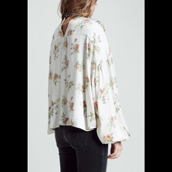 R13 floral-print silk blouse. color Ecru. Size XS. - Picture 3 of 13